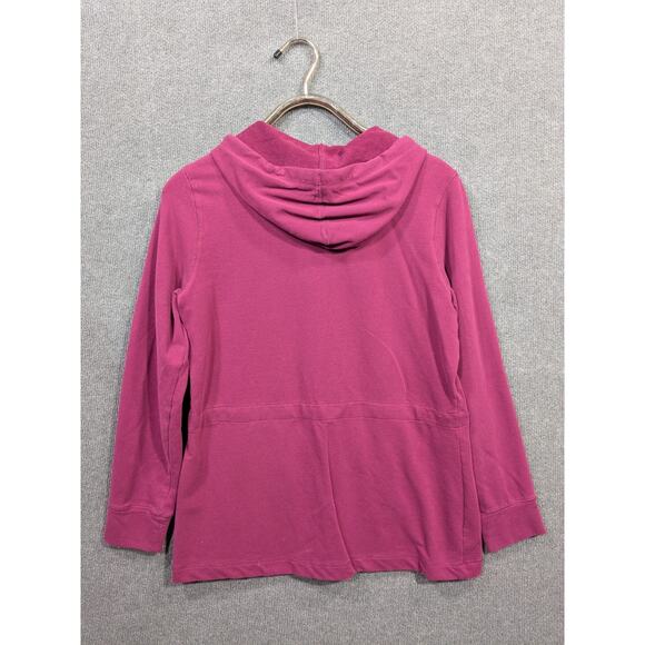 LL Bean Sweatshirt Top Women Medium Drawstring Cinch Waist Snap Tunic Plum - Picture 4 of 9